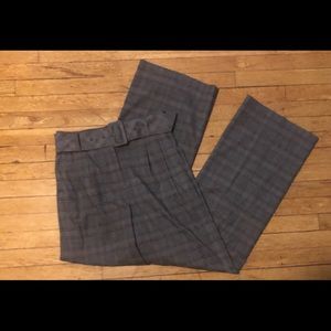Gray plaid dress pants with belt